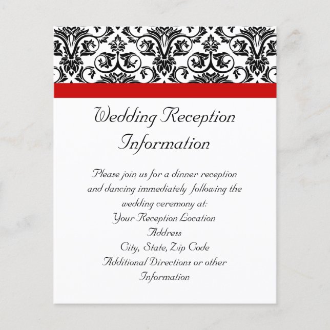 Svart/vit Damask med roterande röd accent (Framsida)