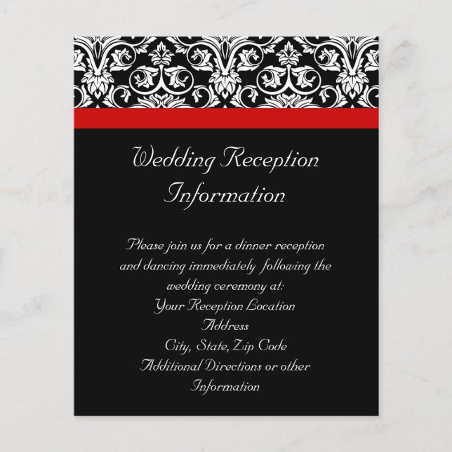 Svart/vit Damask med roterande röd accent (Framsida)