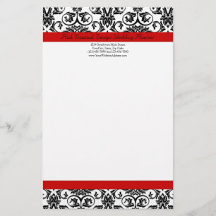 Svart/vit Damask med roterande röd accent Brevpapper