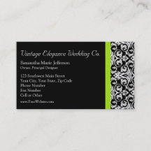 Svart/vit damast med chartreuse grön accentrand