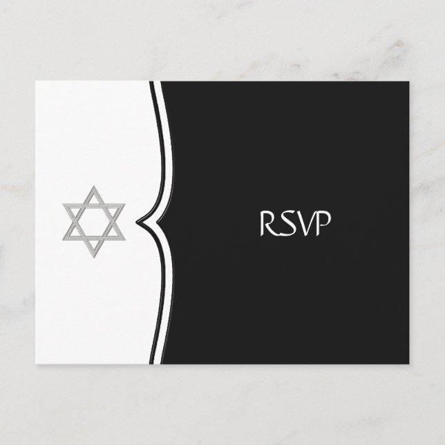 Svart vit Davidstjärna RSVP vykort (Framsida)