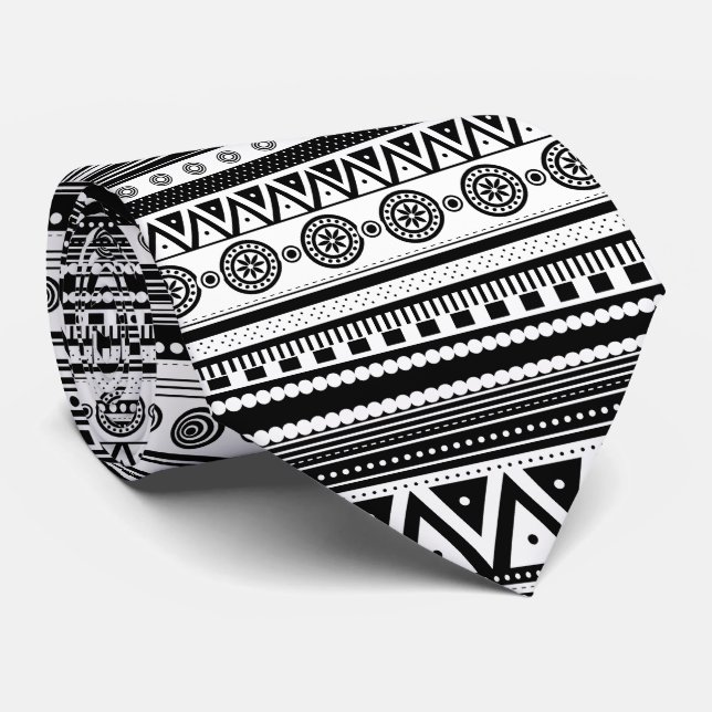 Svart-vit dekorativ aztekisk textur slips (Rullad)