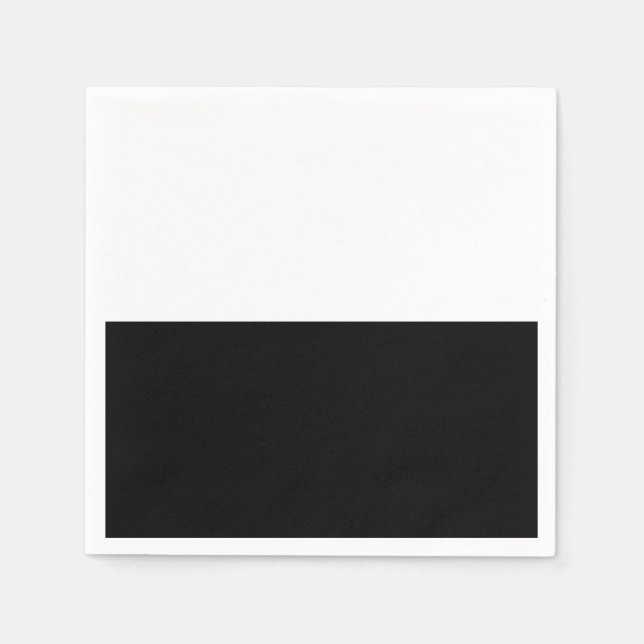 Svart & Vit Delad Halv Födelsedags Chic Fest Pappersservett (Framsidan)