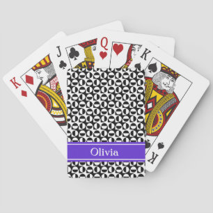 Svart & Vit Diagonal Retro Mönster Lila Band Casinokort