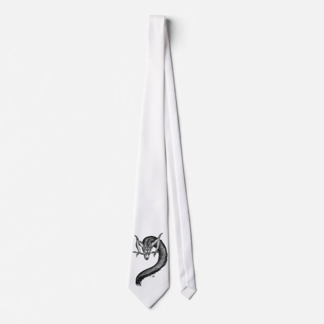 Svart-vit drakdesign slips (Framsida)