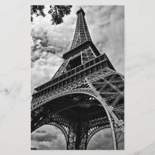 Svart Vit Eiffeltorn Paris Europa Resa Brevpapper