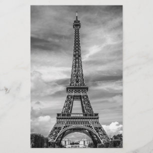 Svart & Vit Eiffeltorn Paris Frankrike Brevpapper