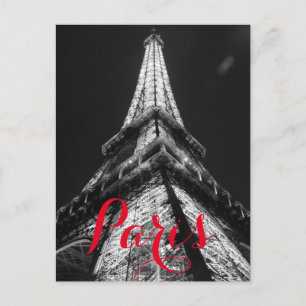Svart & Vit Eiffeltorn Paris Frankrike Klassisk Vykort