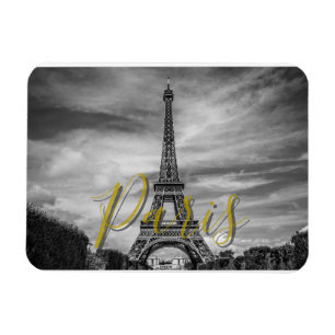 Svart & Vit Eiffeltorn Paris Frankrike Magnet