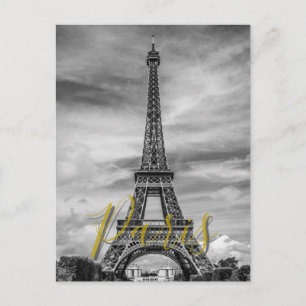 Svart & Vit Eiffeltorn Paris Frankrike Vykort