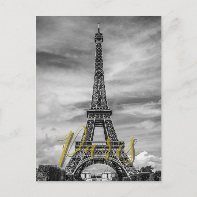 Svart & Vit Eiffeltorn Paris Frankrike Vykort (Framsida)
