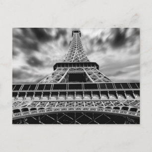 Svart & Vit Eiffeltorn Paris Fransk Resa Vykort