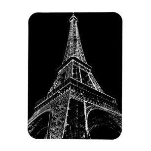 Svart Vit Eiffeltorn Paris Resa Vintage Magnet