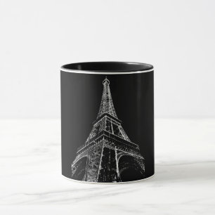 Svart Vit Eiffeltorn Paris Resa Vintage Mugg