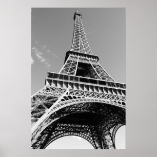 Svart & Vit Eiffeltorn Paris Romantik Stad Poster