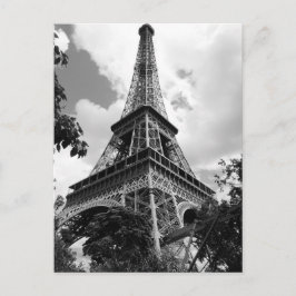Svart Vit Eiffeltornet i Paris Vykort