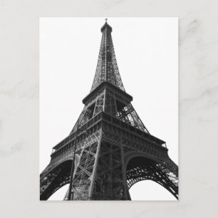 Svart & Vit Eiffeltornet Paris Europeiskt Resmål Vykort