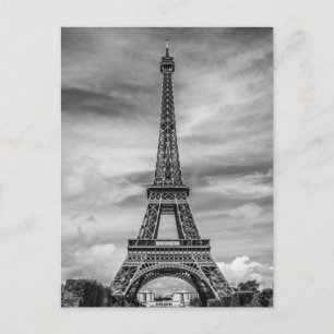 Svart & Vit Eiffeltornet Paris Stad Vykort