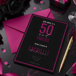 Svart Vit Elegant 50 och Fantastisk Födelsedag Inbjudningar