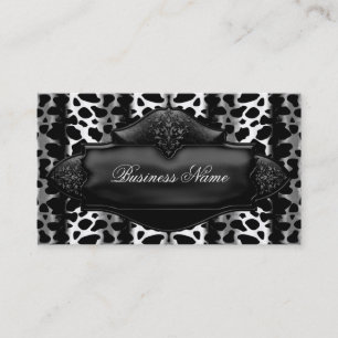 Svart Vit Elegant Affärsbusinesskort Leopard Visitkort