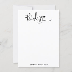 Svart vit Elegant Calligraphy Simple Tack Kort