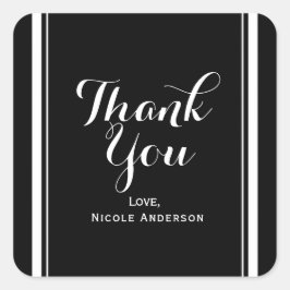 Svart & Vit Elegant Chic Couture Bröllopspresent Fyrkantigt Klistermärke