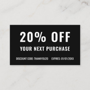 Svart Vit Elegant Enkel Affärs Promo Lojalitet Rabattkort