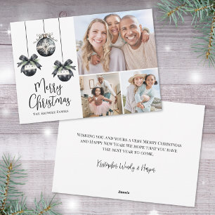 Svart Vit Elegant Enkel Jul Foto Julkort