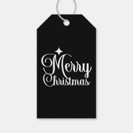 Svart & Vit Elegant & Festlig God Jul Presentetikett