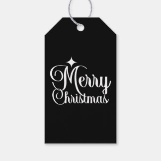 Svart & Vit Elegant & Festlig God Jul Presentetikett