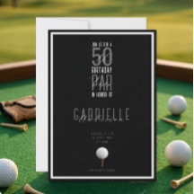 Svart Vit Elegant Golfboll 50 Födelsedag Par-Tee