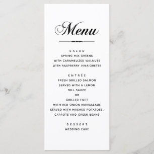 Svart & vit elegant klassisk typografi bröllop meny