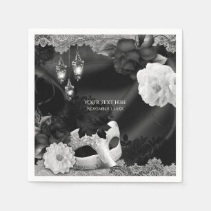 Svart & Vit Elegant Maskerad Fest Pappersservett