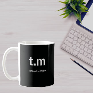 Svart & Vit Elegant Minimal Monogram Kaffe Kaffemugg