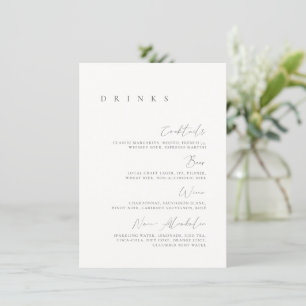Svart & Vit Elegant Minimalistisk Bröllopsdryckesm Meny