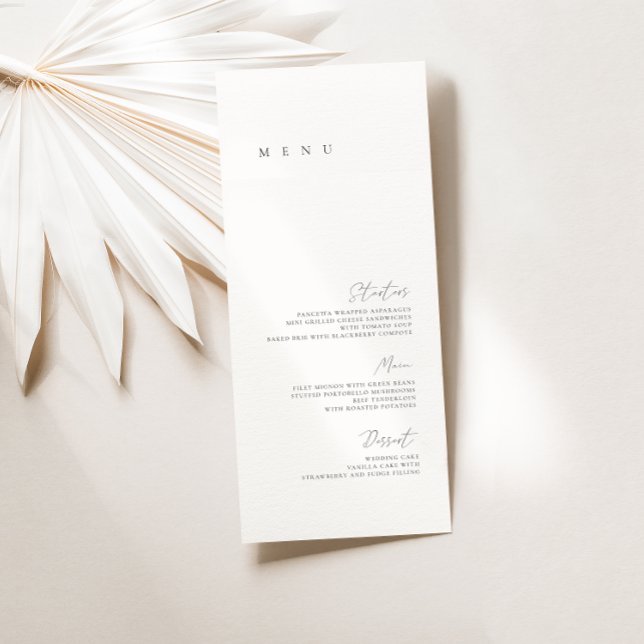 Svart & Vit Elegant Minimalistisk Bröllopsmeny Meny (Skapare uppladdad)