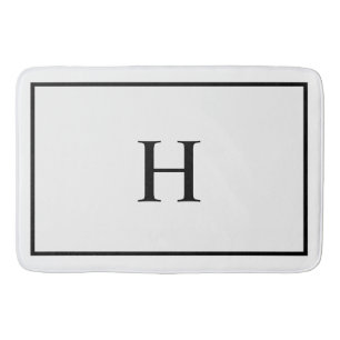Svart Vit Elegant Modern Monogram Badrumsmatta