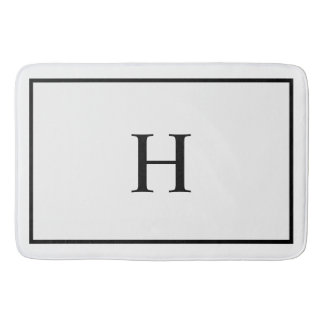 Svart Vit Elegant Modern Monogram Badrumsmatta