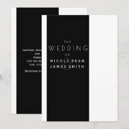 Svart & Vit Elegant Modernt Enkelt Bröllop Inbjudningar