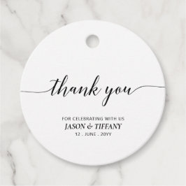 Svart & Vit Elegant Skriftfestlig Tack Gåvor Etiketter