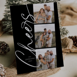 Svart & Vit Elegant Skript Jul Julkort