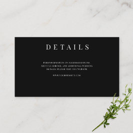 Svart & Vit Enkel Formell Bröllopsinformation   Tilläggskort