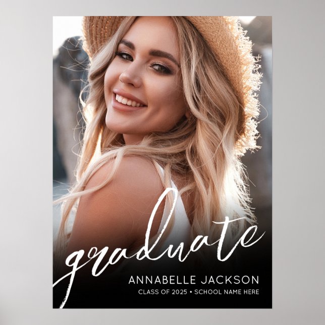 Svart vit, enkelt fotoskylt Studentfest Poster (Framsidan)