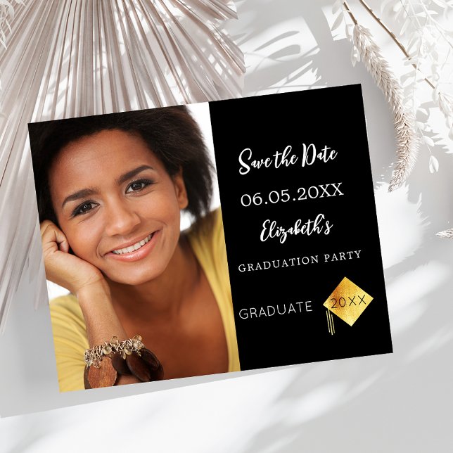 Svart vit examensfest Spara datum-kort (Skapare uppladdad)