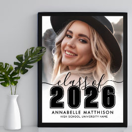 Svart-vit examensfestskylt poster