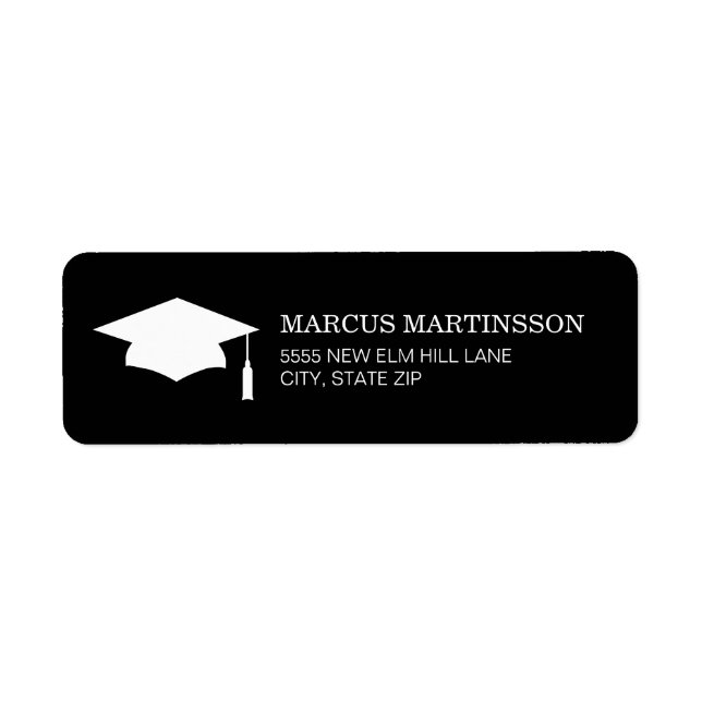 Svart Vit Examenståssa Returadress Etikett (Framsidan)