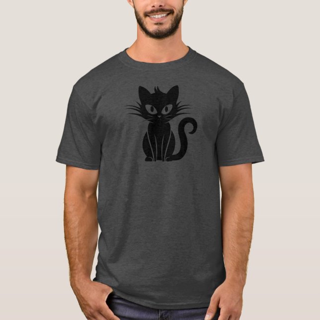 Svart, vit-Eyed-katt Halloween Top T Shirt (Framsida)
