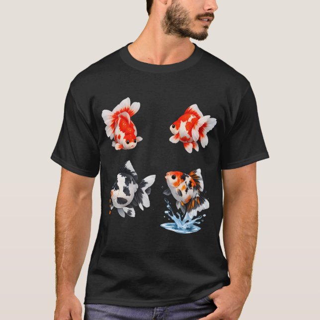 Svart Vit Fancy Guld fisk T Shirt (Framsida)