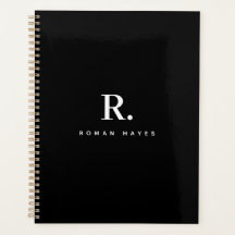 Svart Vit Fet Punkt Monogram Modern Minimalistisk