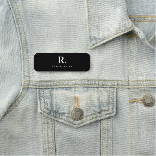 Svart Vit Fet Punkt Monogram Modern Minimalistisk Namnbricka